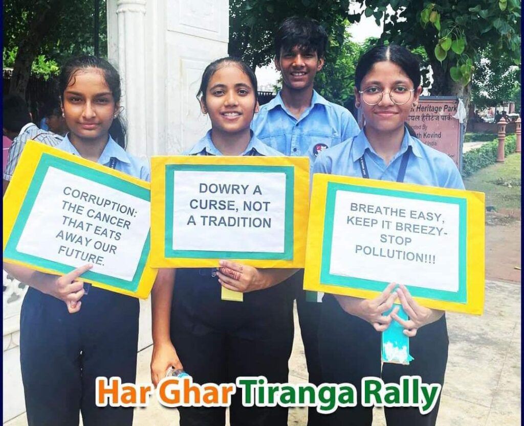 KIIT World School Students Visit Gandhi Smriti and Participate in Har Ghar Tiranga Rally