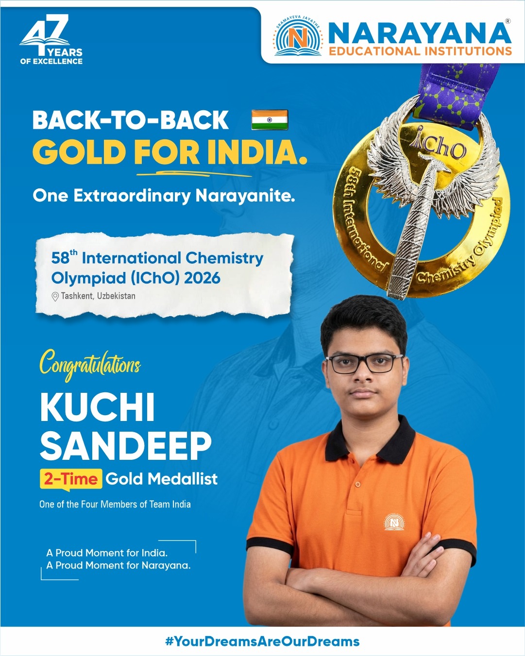 India Shines at International Olympiads: Narayana Students Win 2 Gold & 2 Silver Medals