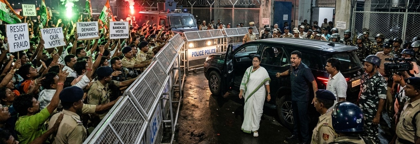 Mamata Banerjee Warns Against Tampering of Counting Process After Late-Night Visit to EVM Strongroom in Bhabanipur
